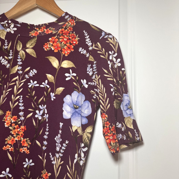 NEW Forever 21 Plum Knit Floral Open Back Dress Womens Size Medium M NWT - Picture 3 of 8